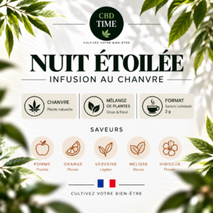 Nuit Étoilée – Infusion au Chanvre – 10 × 2 g ou 100 g