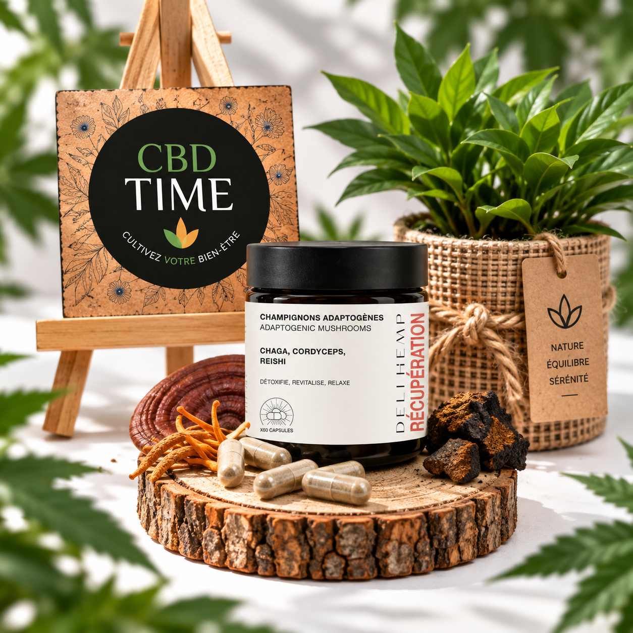 Gélules complexe 3 champignons Reishi Chaga et Cordyceps – 30 gélules – CBD Time